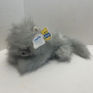 Vtg 1985 Dakin Sterling Kitty 31-1111 Silver Persian Cat Plush 14” Long With Tag